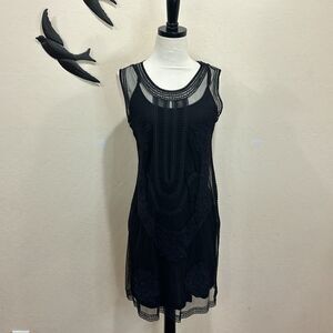 Free People X Candela Elle Embroidered Lace Mini Dress ~ Black ~ M